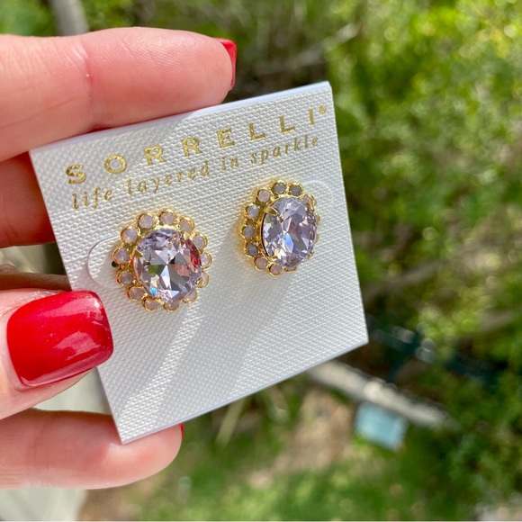 Sorrelli Halo Oval Crystal Stud Earrings in Crystal Rose NWT - Picture 9 of 17